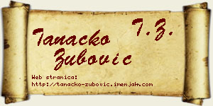 Tanacko Zubović vizit kartica